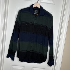 Express Men's Dark Striped Button-Down Shirt Size Medium